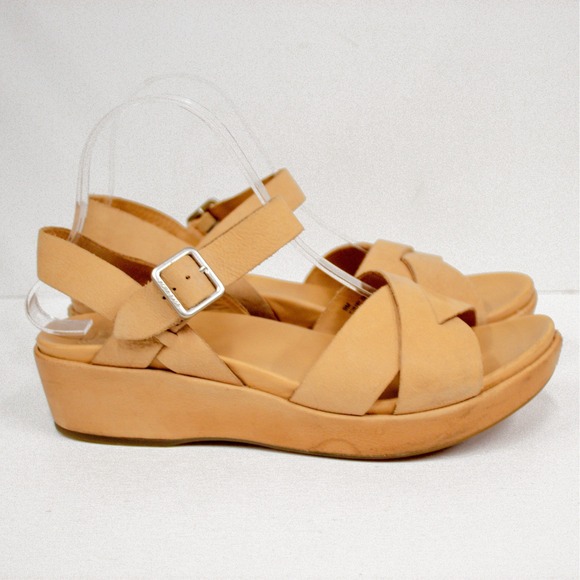 Kork Ease Myrna Leather Sandal Cross Strap Ankle Buckle Platform Wedge Womens 9M - Picture 4 of 11